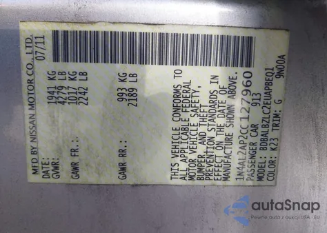 2012 Nissan Altima 2.5 S from USA, damaged, VIN 1N4AL2AP2CC127960